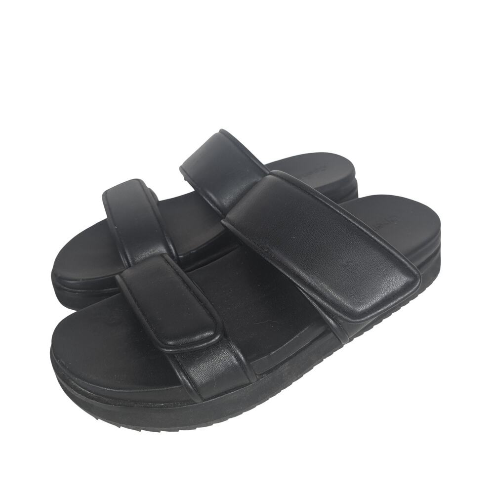 Open Edit Shoes Womens Size 8.5 Black Sandals Double Strap Adjustable Cushioned